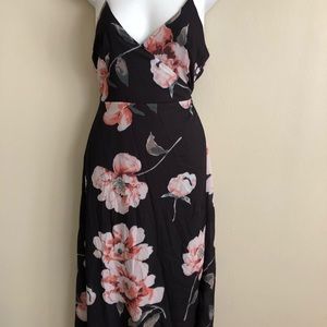 New Black Floral wrap dress